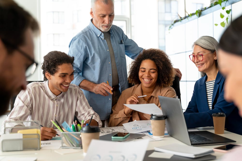 Collaborative Team Meeting in a Modern Office